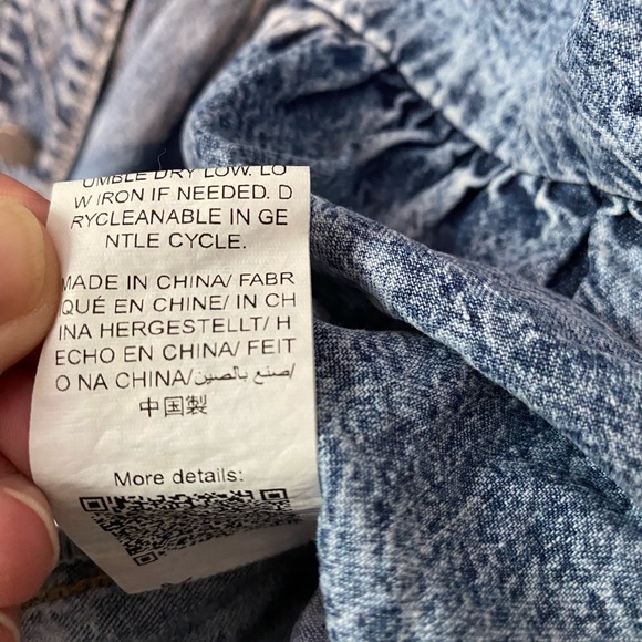 Shein French puff sleeve button thru ruffle hem denim dress - Picture 11 of 13